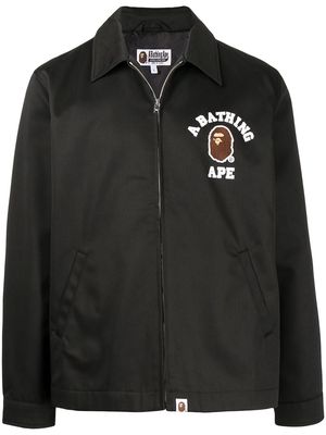 A BATHING APE® logo-patch zip-up jacket - Black
