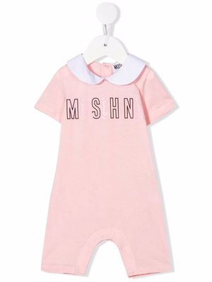 Moschino Kids logo-print shortsleeved babygrow - Pink