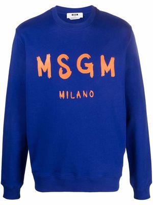 MSGM logo-print cotton sweatshirt - Blue