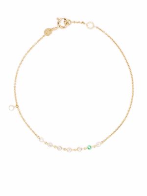 White Bird 18kt yellow gold Clarisse diamond and emerald bracelet
