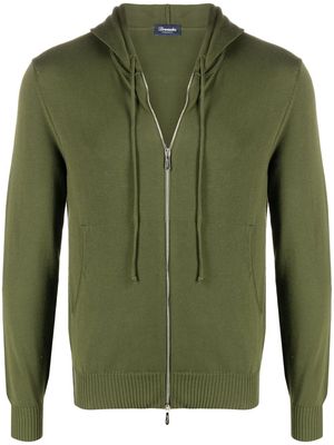 Drumohr zip-up drawstring hoodie - Green