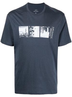 Armani Exchange photographic-print cotton T-shirt - Blue