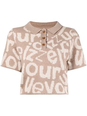 izzue logo-knit polo shirt - Brown