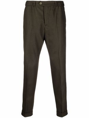 Pt01 pressed-crease turn-up hem tailored trousers - Green