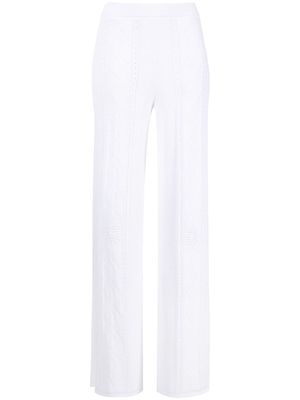 Marine Serre Crescent Moon-pattern wide-leg trousers - White