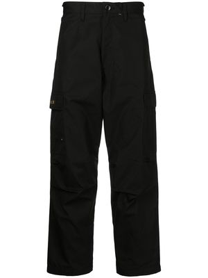WTAPS logo-patch cotton straight trousers - Black