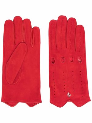 Ferrari perforated-detail leather gloves - Red