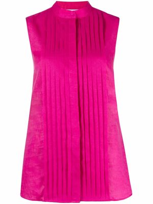 Genny pleat-detail sleeveless shirt - Pink