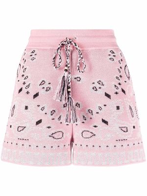 Alanui bandana-print pique shorts - Pink