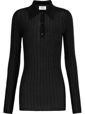 Prada ribbed-knit polo shirt - Black