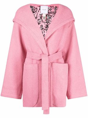 Patou hooded belted robe coat - Pink