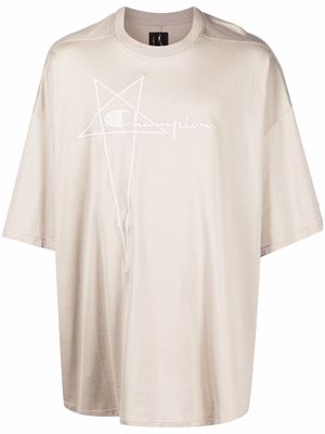 Rick Owens X Champion Fogachine embroidered crew T-shirt - Neutrals