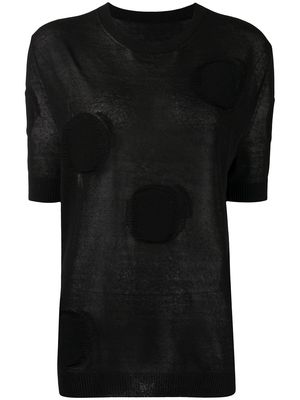 Uma Wang circle-motif short-sleeved knitted top - Black
