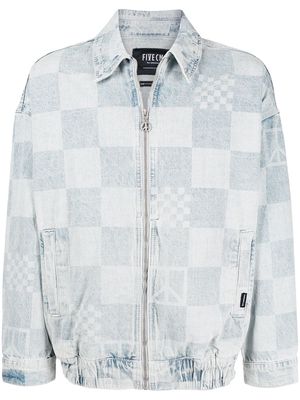 FIVE CM checkerboard-print denim jacket - Blue