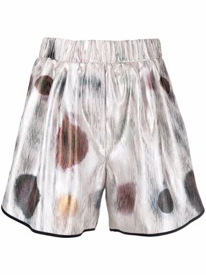 Genny metallic-effect patterned shorts - Neutrals
