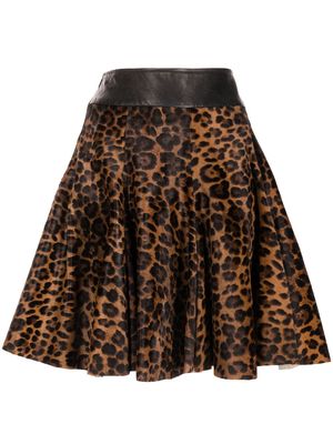 Alaïa Pre-Owned 2000s leopard-print pony hair skirt - Brown