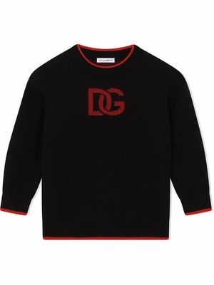 Dolce & Gabbana Kids long-sleevd intarsia logo jumper - Black