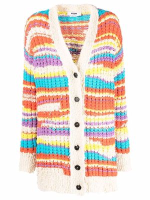 MSGM striped chunky knit cardigan - Neutrals