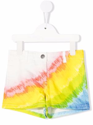Stella McCartney Kids rainbow-print denim shorts - White