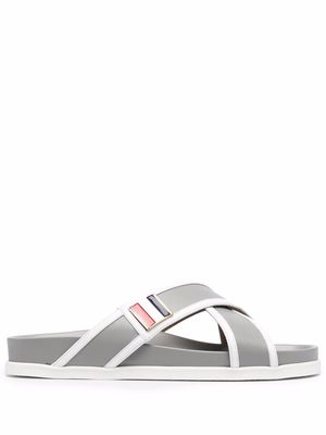 Thom Browne RWB-buckle crossover-strap sandals - Grey