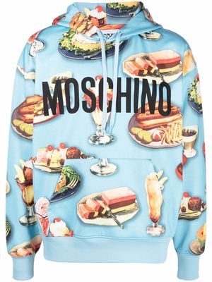 Moschino graphic-print long-sleeve hoodie - Blue