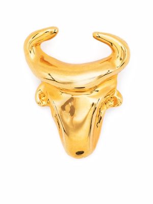 Christian Lacroix Pre-Owned 1980s bull head motif brooch - Gold