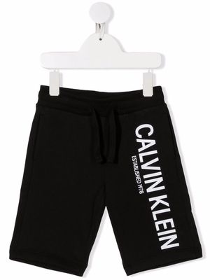 Calvin Klein Kids logo drawstring shorts - Black