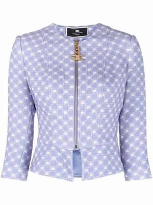 Elisabetta Franchi logo-print cropped jacket - Blue