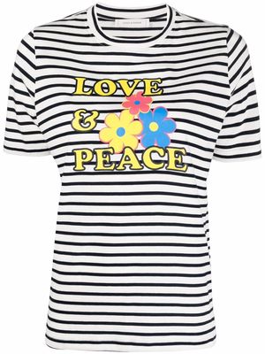 Chinti and Parker slogan-print striped cotton T-shirt - Neutrals