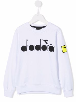 Diadora Junior logo crew-neck sweatshirt - White