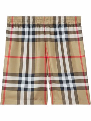 Burberry check-print silk shorts - Brown