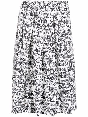 Société Anonyme writing-print pleated midi skirt - White
