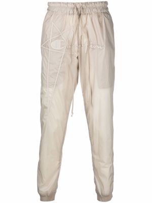 Rick Owens X Champion embroidered-logo tapered trousers - Neutrals