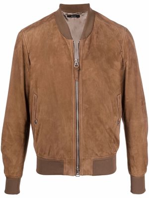TOM FORD zip-up suede bomber jacket - Brown