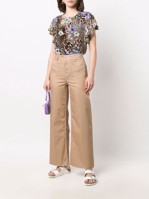 LIU JO high-waisted flared trousers - Brown