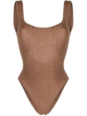 Hunza G knitted low-back swimsuit - Neutrals