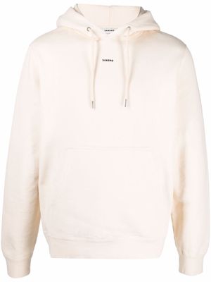 SANDRO embroidered-logo hoodie - Neutrals