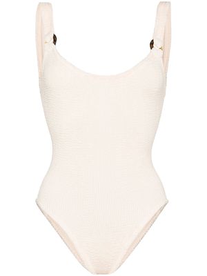 Hunza G Domino crinkle-effect swimsuit - Neutrals