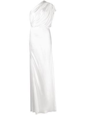 Michelle Mason silk one-shoulder gathered gown - Neutrals