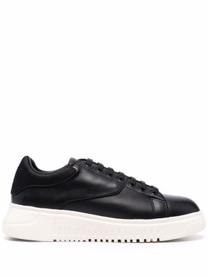 Emporio Armani panelled low-top leather sneakers - Black