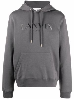 LANVIN embroidered logo hooded sweatshirt - Grey
