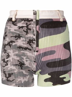 Diesel camouflage-print ribbed-knit shorts - Grey