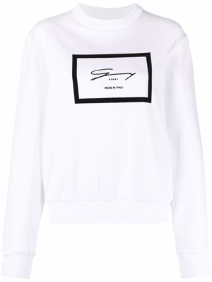 Genny logo-print crew neck sweatshirt - White