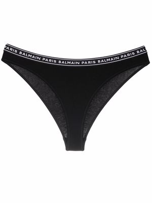 Balmain logo-intarsia stretch-cotton briefs - Black