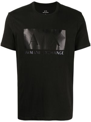 Armani Exchange laser-cut logo-print T-shirt - Black