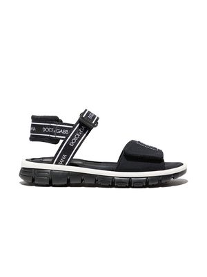 Dolce & Gabbana Kids logo-print touch-strap sandals - Black