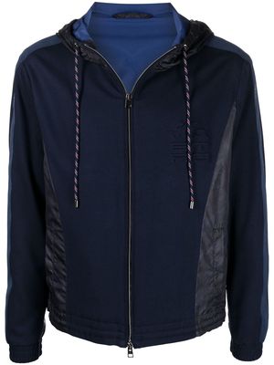 ETRO embossed-Pegaso hooded jacket - Blue