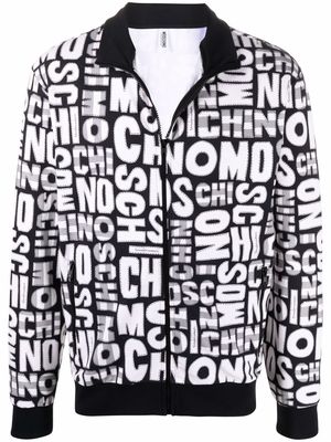 Moschino graphic-print cotton track jacket - Black