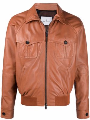 Tagliatore chest-pocket bomber jacket - Brown