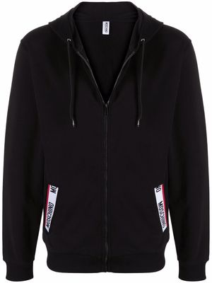 Moschino logo-tape zipped hoodie - Black